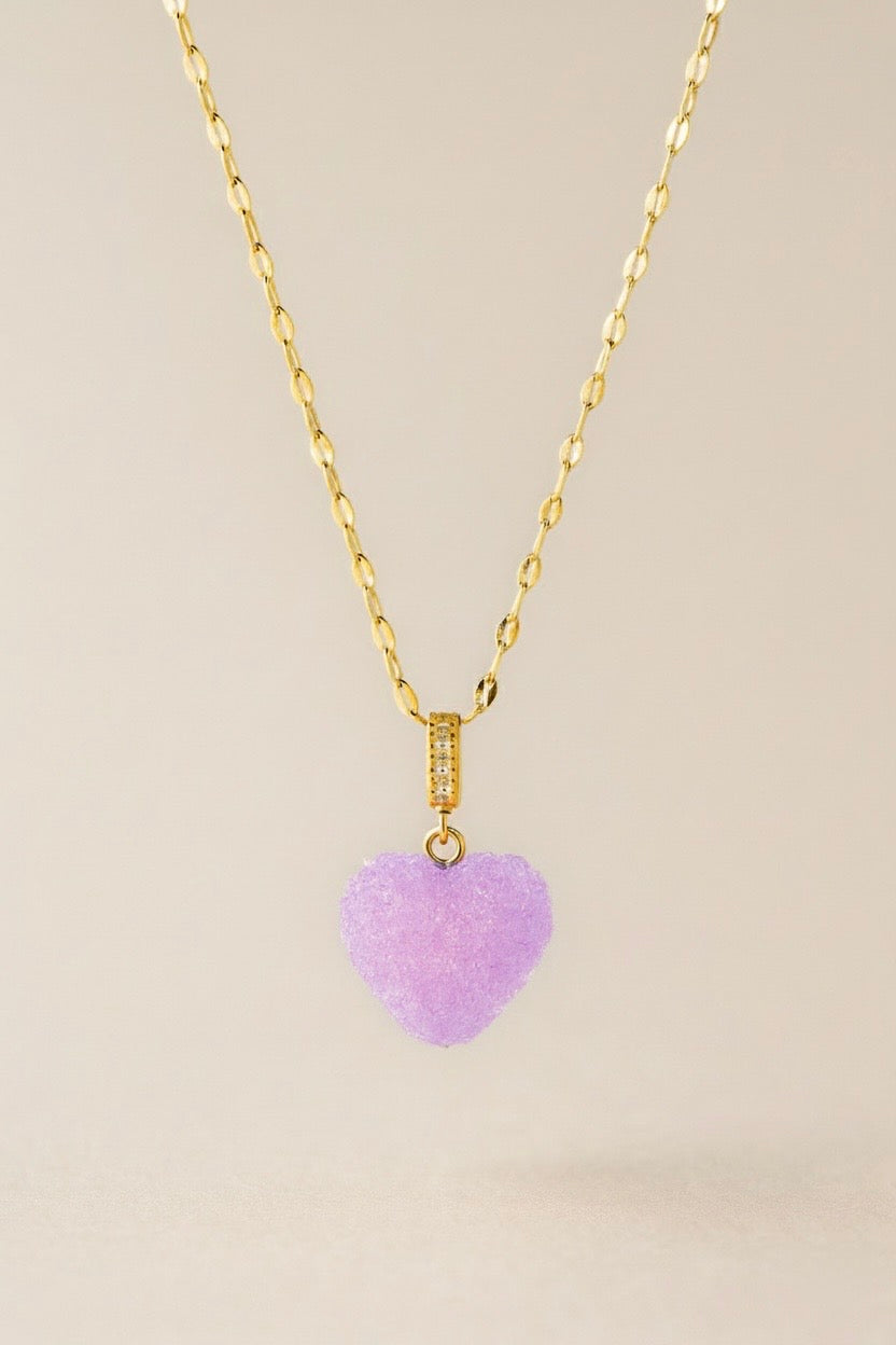 Guldpläterat halsband med kristallhjärta