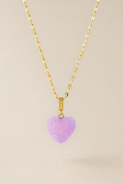 Guldpläterat halsband med kristallhjärta