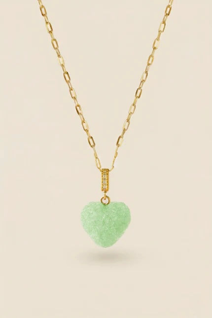 Guldpläterat halsband med kristallhjärta